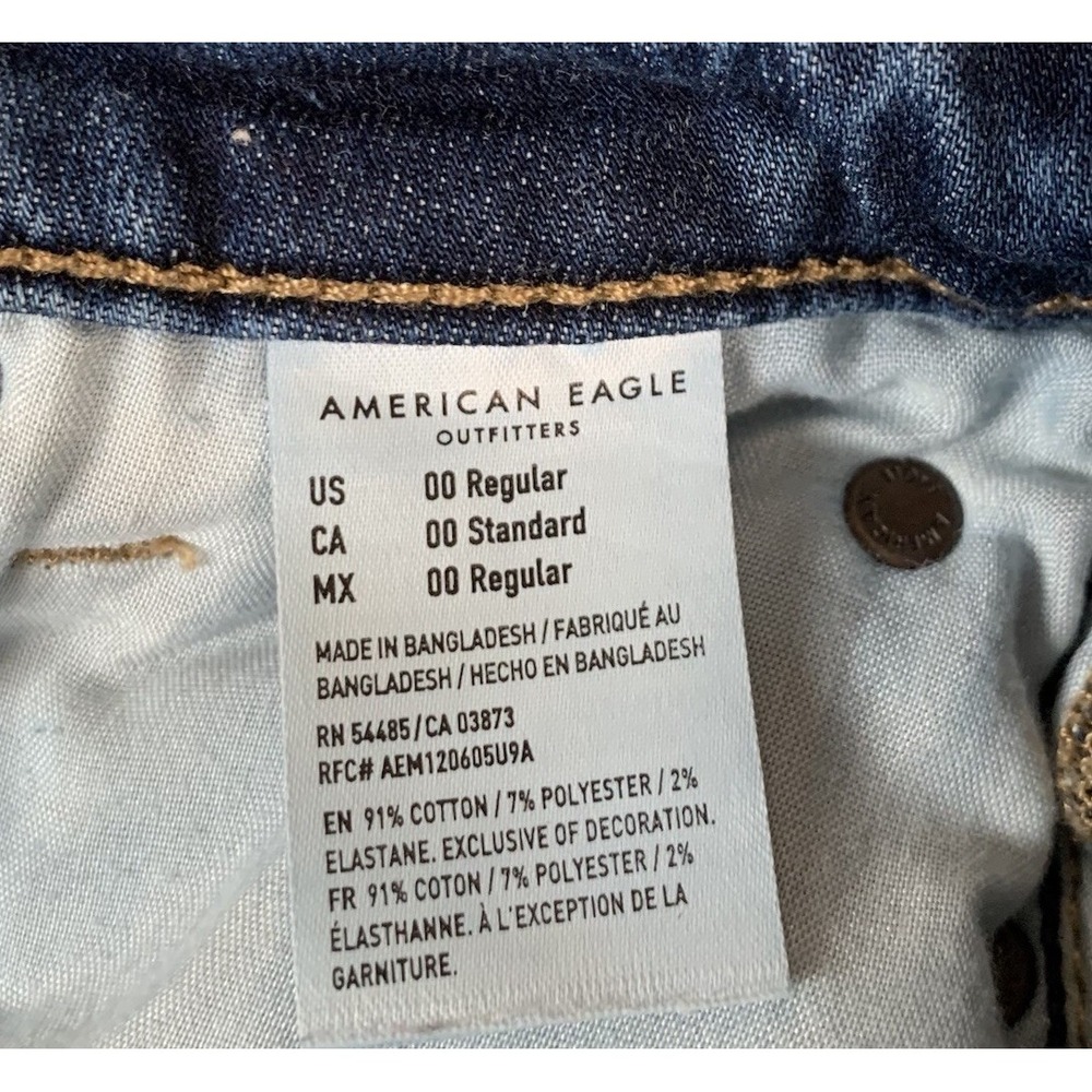 American Eagle Outfitters Women Hi Rise Denim Mini Skirt Blue Stretch Size 00 XS - Picture 7 of 7